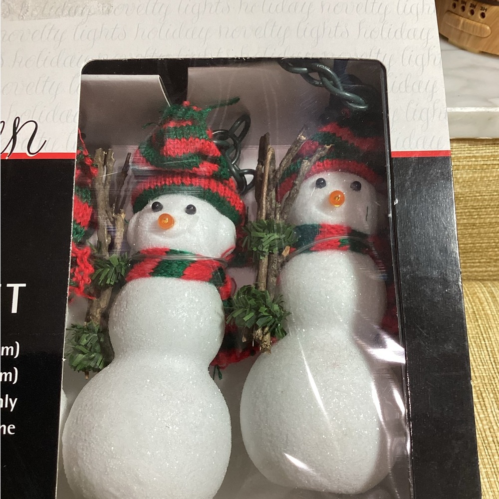 Vintage 2002 Target Festive Snowman Holiday Lights - Red and Green